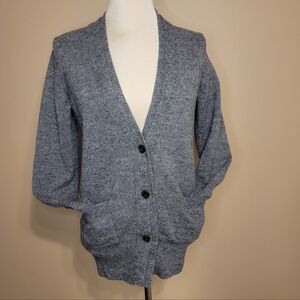 Banana Republic Dark Gray Long Sleeve Knit Cardigan Sweater Wool Grandma Medium